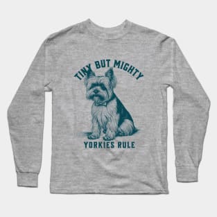 Vintage Dog Yorkie Fun Retro Style Graphic Illustration Long Sleeve T-Shirt